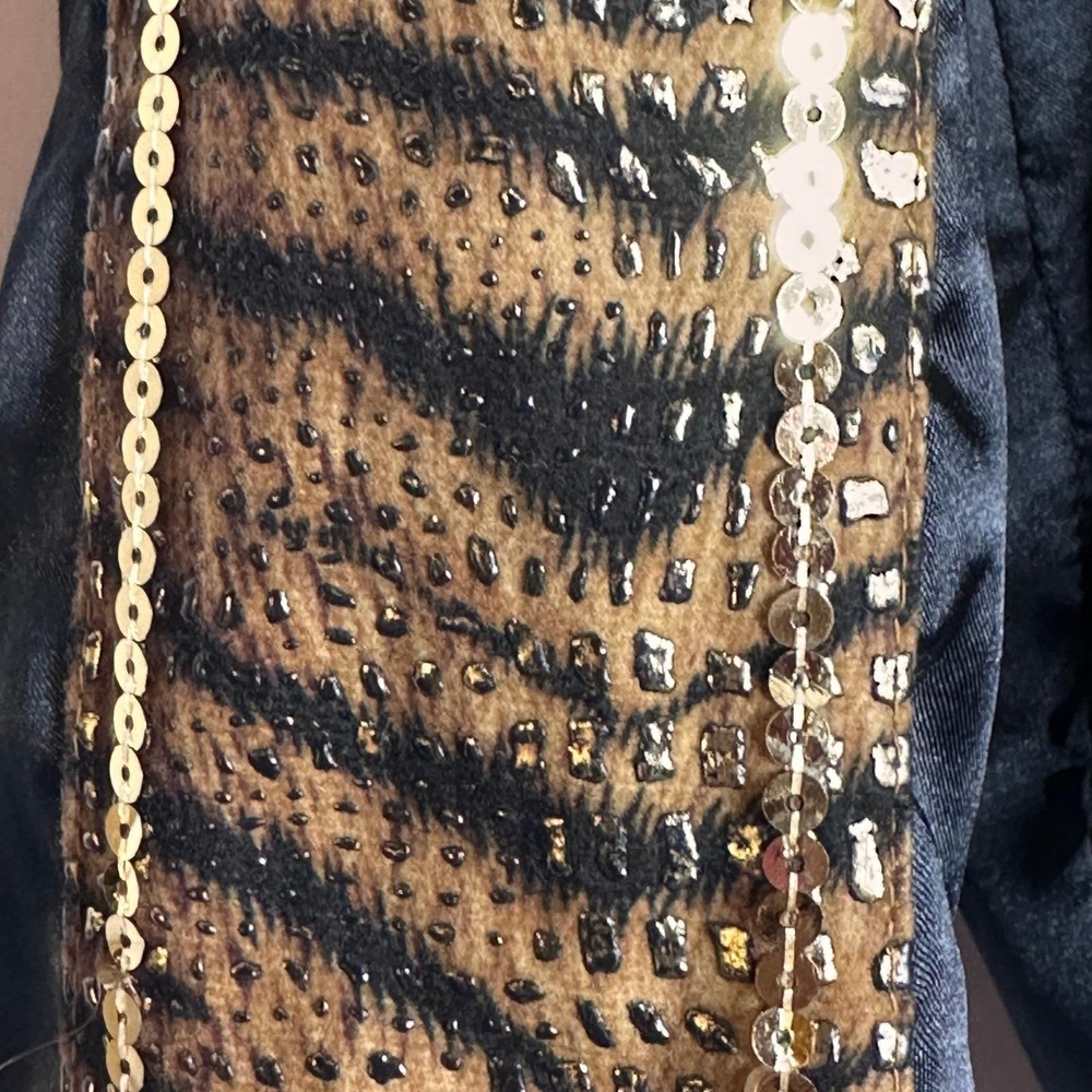 Y2K BABY PHAT Vintage Rare M-L Satin Sequin Tiger Stripe Bomber Cropped Jacket - Picture 6 of 10